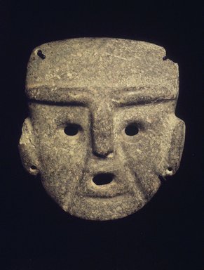  <em>Mask</em>, 300-100 B.C.E. Greenstone, 8 x 7 x 1 1/4 in.  (20.3 x 17.8 x 3.2 cm). Brooklyn Museum, The Adolph and Esther D. Gottlieb Collection, 1989.51.69. Creative Commons-BY (Photo: Brooklyn Museum, 1989.51.69.jpg)