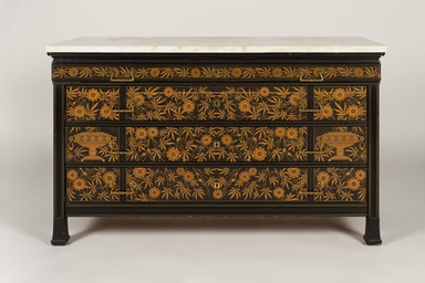 Herter Brothers (American, 1865-1905). <em>Chest-of-Drawers</em>, ca. 1880. Ebonized cherry, other woods, modern marble top, brass, 30 1/16 x 52 1/16 x 22 in. (76.4 x 132.2 x 55.9 cm). Brooklyn Museum, Modernism Benefit Fund, 1989.69. Creative Commons-BY (Photo: Brooklyn Museum, 1989.69_front_PS20.jpg)