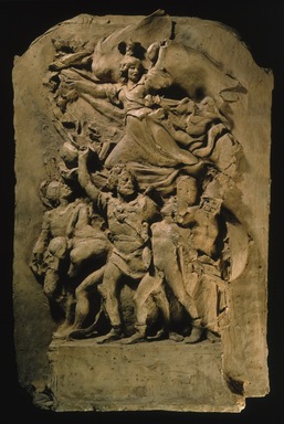 François Rude (French, 1784-1855). <em>The Departure of the Volunteers in 1792 ("La Marseillaise") (Le Départ des volontaires de 1792 ["La Marseillaise"]), maquette Title: The Departure of the Volunteers in 1792 ("La Marseillaise") (Le Départ des volontaires de 1792 ["La Marseillaise"]), </em>, 1834-1835. Terracotta, 27 1/2 × 19 × 4 3/4 in., 67 lb. (69.9 × 48.3 × 12.1 cm). Brooklyn Museum, Purchased with funds given by Iris and B. Gerald Cantor, 1989.7. Creative Commons-BY (Photo: Brooklyn Museum, 1989.7_SL1.jpg)