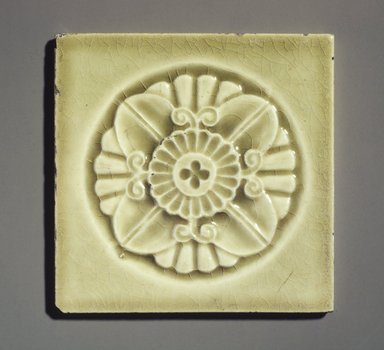 John Gardiner Low (American, 1835-1907). <em>Tile</em>, ca. 1881. Earthenware, 4 5/16 x 4 5/16 x 3/8 in.  (11 x 11 x 1 cm). Brooklyn Museum, Gift of Joseph V. Garry, 1990.143.1 (Photo: Brooklyn Museum, 1990.143.1_transp5204.jpg)