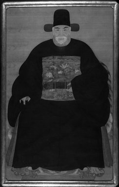  <em>Ancestor Portrait</em>, 18th century. Ink and color on silk, unframed, 59 1/4 x 36 3/8 in. (150.5 x 92.4cm). Brooklyn Museum, Gift of Iris and B. Gerald Cantor, 1990.183 (Photo: Brooklyn Museum, 1990.183_bw_IMLS.jpg)