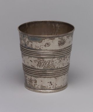 Gerardus Boyce (American, 1795–1880). <em>Beaker</em>, ca. 1820. Silver, 3 1/8 x 2 7/8 x 2 7/8in. (7.9 x 7.3 x 7.3cm). Brooklyn Museum, Gift of Wunsch Foundation, Inc., 1990.196.3. Creative Commons-BY (Photo: Brooklyn Museum, 1990.196.3.jpg)