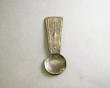 Akan. <em>Spoon</em>, 19th century. Brass, length: 5 1/4 in. (length: 11.7 cm. Brooklyn Museum, Gift of Shirley B. Williams, 1990.221.14. Creative Commons-BY (Photo: Brooklyn Museum, 1990.221.14_front_PS5.jpg)