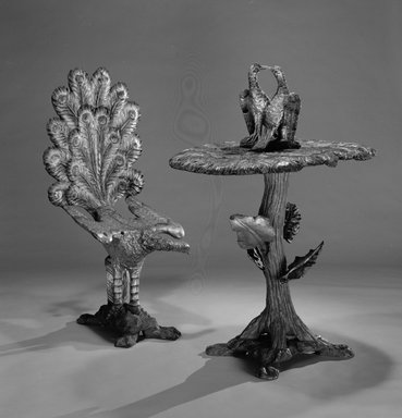 Andre Baccetti. <em>Table</em>, ca. 1890. Wood, silver leaf, polychrome, 45 x 33 1/4 x 24 1/4 in.  (114.3 x 84.5 x 61.6 cm). Brooklyn Museum, Gift of Mr. and Mrs. Bruce M. Newman, 1990.230.9. Creative Commons-BY (Photo: , 1990.230.8_1990.230.9_bw.jpg)