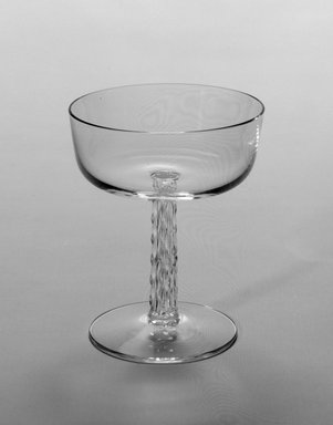 George Sakier (American, 1897-1988). <em>Glass</em>, ca. 1930s-1940s. Glass, 4 1/4 x 3 5/8 in. (10.8 x 9.2 cm). Brooklyn Museum, Gift of Mark Isaacson, Mark McDonald, Alan and Monah Gettner, and Fifty/50, 1990.83.23. Creative Commons-BY (Photo: Brooklyn Museum, 1990.83.23_bw.jpg)