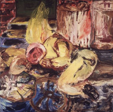 Roberto Juarez (American, born 1952). <em>Derelict</em>, 1982. Oil on canvas, Canvas dims: 73 × 73 × 2 in. (185.4 × 185.4 × 5.1 cm). Brooklyn Museum, Gift of Bette Ziegler, 1991.111.3. © artist or artist's estate (Photo: Brooklyn Museum, 1991.111.3_transpc003.jpg)