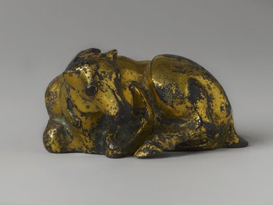  <em>Weight in the Form of a Ram</em>, 206 B.C.E.-220 C.E. Gilt bronze, height: 1 1/2 in. Brooklyn Museum, Gift of Alan and Simone Hartman, 1991.127.9. Creative Commons-BY (Photo: Brooklyn Museum, 1991.127.9_PS4.jpg)