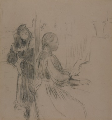 Berthe Morisot (French, 1841-1895). <em>Study for La Musique</em>, 1893. Charcoal on laid paper, 17 5/16 × 16 1/16 in. (44 × 40.8 cm). Brooklyn Museum, Gift of Mrs. Carl L. Selden, 1991.160 (Photo: , 1991.160_PS9.jpg)