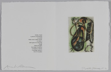 Elizabeth Murray (American, 1940-2007). <em>Page from Her Story</em>, 1988-1990. Etching on photo offset lithograph on paper, sheet: 11 3/8 x 17 3/4 in. (28.9 x 45.1 cm). Brooklyn Museum, A. Augustus Healy Fund, 1991.21.12. © artist or artist's estate (Photo: Brooklyn Museum, 1991.21.12_PS20.jpg)