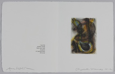 Elizabeth Murray (American, 1940–2007). <em>Page from Her Story</em>, 1988–1990. Etching on photo offset lithograph on paper, sheet: 11 3/8 x 17 3/4 in. (28.9 x 45.1 cm). Brooklyn Museum, A. Augustus Healy Fund, 1991.21.15. © artist or artist's estate (Photo: Brooklyn Museum, 1991.21.15_PS20.jpg)