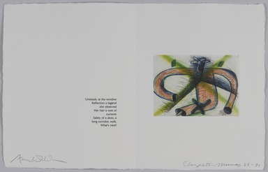 Elizabeth Murray (American, 1940-2007). <em>Page from Her Story</em>, 1988-1990. Etching on photo offset lithograph on paper, sheet: 11 3/8 x 17 3/4 in. (28.9 x 45.1 cm). Brooklyn Museum, A. Augustus Healy Fund, 1991.21.8. © artist or artist's estate (Photo: Brooklyn Museum, 1991.21.8_PS20.jpg)