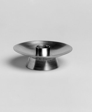 Marion Anderson Noyes (American, 1907-2002). <em>Candle Holder</em>, ca. 1933. Pewter, 1 1/2 x 3 5/8 x 3 5/8 in. (3.8 x 9.2 x 9.2 cm). Brooklyn Museum, Gift of Marion Anderson Noyes, 1991.258.11. Creative Commons-BY (Photo: Brooklyn Museum, 1991.258.11_bw.jpg)