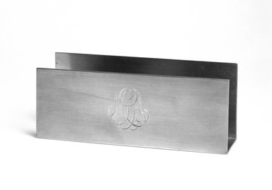 Marion Anderson Noyes (American, 1907–2002). <em>Letter Holder</em>, ca. 1933. Pewter, 2 5/8 x 6 x 1 7/8 in. (6.7 x 15.2 x 4.8 cm). Brooklyn Museum, Gift of Marion Anderson Noyes, 1991.258.6. Creative Commons-BY (Photo: Brooklyn Museum, 1991.258.6_bw.jpg)