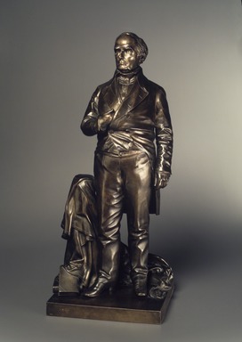 Thomas Ball (American, 1819–1911). <em>Daniel Webster</em>, 1853. Bronze, Overall: 29 9/16 x 13 1/4 x 11 in. (75.1 x 33.7 x 27.9 cm). Brooklyn Museum, Gift of M. Christmann Zulli, 1991.269. Creative Commons-BY (Photo: Brooklyn Museum, 1991.269_transp3737.jpg)