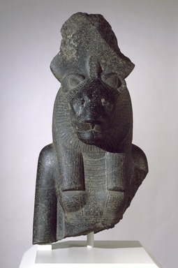 <em>Bust of the Goddess Sakhmet</em>, ca. 1390-1352 B.C.E. Granodiorite, 39 x 19 7/8 x 15 9/16 in., 443 lb. (99 x 50.5 x 39.5 cm, 200.94kg). Brooklyn Museum, Gift of Dr. and Mrs. W. Benson Harer, Jr. in honor of Richard Fazzini and the excavations of the Temple of Mut in South Karnak, Mary Smith Dorward Fund and Charles Edwin Wilbour Fund, 1991.311. Creative Commons-BY (Photo: Brooklyn Museum, 1991.311_front_SL1.jpg)