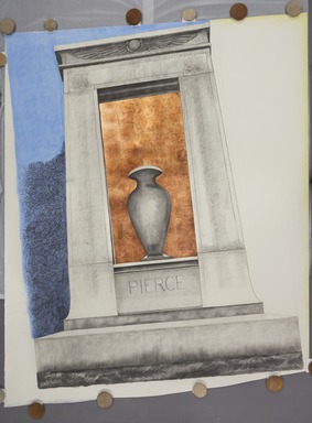 Cynthia Carlson (American, born 1942). <em>Pierce</em>, 1985. Charcoal, pastel, silver and copper leaf, 115 x 90 1/2 in. (292.1 x 229.9 cm). Brooklyn Museum, Gift of the artist, 1991.56. © artist or artist's estate (Photo: Brooklyn Museum, 1991.56_Reference_PS11.jpg)