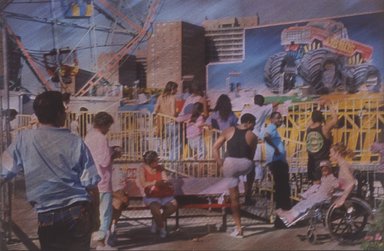 Lynn Hyman Butler (American, born 1953). <em>Coney Island Kaleidoscope</em>, 1988. Silver dye bleach photograph (Cibachrome), image: 9 x 13 1/2 in. (22.9 x 34.3 cm). Brooklyn Museum, Gift of Ilford Photo Corporation, 1991.59.1. © artist or artist's estate (Photo: Brooklyn Museum, 1991.59.1.jpg)