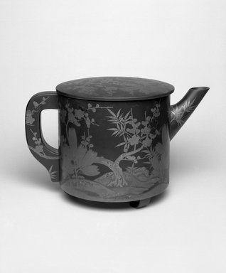  <em>Ritual Ewer with Plum, Pine, and Bamboo Design</em>, 19th century. Maki-e lacquer, 8 1/4 x 13 1/2 x 8 3/4 in. Brooklyn Museum, Gift of Mrs. Nathan L. Burnett, 1991.75.1. Creative Commons-BY (Photo: Brooklyn Museum, 1991.75.1_bw.jpg)
