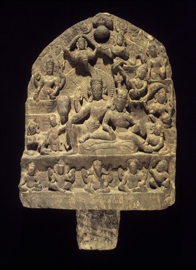  <em>Shiva and Parvati</em>, 1588. Gray schist, 27 × 16 3/4 × 6 in. (68.6 × 42.5 × 15.2 cm). Brooklyn Museum, Gift of Ben and Roslyn Shepps, 1991.80.1. Creative Commons-BY (Photo: Brooklyn Museum, 1991.80.1.jpg)