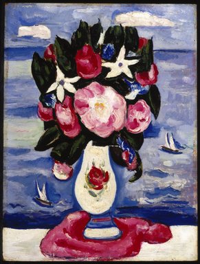 Marsden Hartley (American, 1877-1943). <em>Sunday on the Reefs</em>, 1935-1936. Oil on composition board, 16 x 12in. (40.6 x 30.5cm). Brooklyn Museum, Bequest of Edith and Milton Lowenthal, 1992.11.15 (Photo: Brooklyn Museum, 1992.11.15_SL1.jpg)
