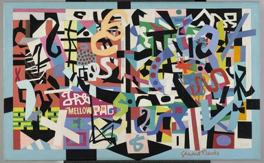 Stuart Davis (American, 1892-1964). <em>The Mellow Pad</em>, 1945-1951. Oil on canvas, 26 1/4 x 42 1/8 in. (66.7 x 107 cm). Brooklyn Museum, Bequest of Edith and Milton Lowenthal, 1992.11.6 (Photo: Brooklyn Museum, 1992.11.6_PS9.jpg)