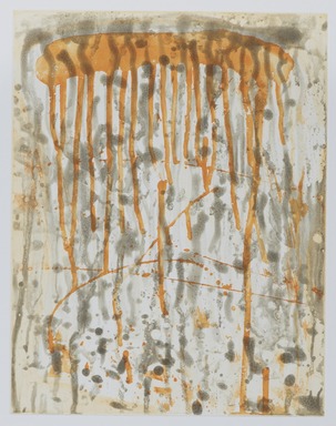 Pat Steir (American, born 1940). <em>Orange and Green</em>, 1991. Soapground, sugarlift and spit bite etching, sheet: 24 5/8 x 19 1/4 in. (62.5 x 48.9 cm). Brooklyn Museum, Gift of the Community Committee of the Brooklyn Museum, 1992.116.6. © artist or artist's estate (Photo: Brooklyn Museum, 1992.116.6_PS11.jpg)