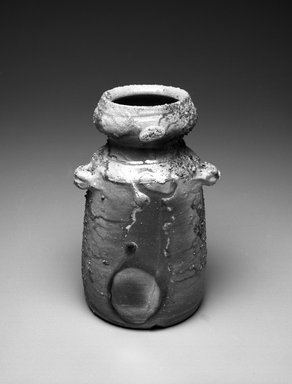 Motoyama Izumi (Japanese, born 1938). <em>Bizen ware Yohen Flower Vase</em>, 1990. Stoneware with heavy natural ash glaze, 9 5/16 x 6 in. (23.7 x 15.2 cm). Brooklyn Museum, Gift of Bernice and Robert Dickes, 1992.143. Creative Commons-BY (Photo: Brooklyn Museum, 1992.143_bw.jpg)