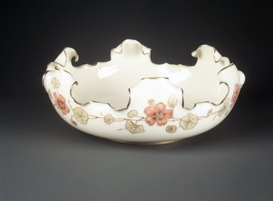 Ott and Brewer (1871-1893). <em>Bowl</em>, ca. 1883-1892. Porcelain, 3 1/2 x 9 x 9 in.  (8.9 x 22.9 x 22.9 cm). Brooklyn Museum, Gift of Barbara and David Goldberg, 1992.158.4. Creative Commons-BY (Photo: Brooklyn Museum, 1992.158.4_transp457.jpg)