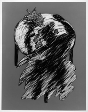 Rolando Briseño (American, born 1952). <em>Ballo della Tavola</em>, 1986. Oil on wood, 67 x 43 in. (170.2 x 109.2 cm). Brooklyn Museum, Anonymous gift, 1992.15. © artist or artist's estate (Photo: Brooklyn Museum, 1992.15_bw_SL4.jpg)