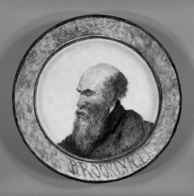 John Mackie Falconer (American, 1820–1903). <em>Plate</em>, ca. 1875. Porcelain, 1 1/8 x 9 x 9 in.  (2.9 x 22.9 x 22.9 cm). Brooklyn Museum, Gift of Emma and Jay Lewis, 1992.163.2. Creative Commons-BY (Photo: Brooklyn Museum, 1992.163.2_bw.jpg)