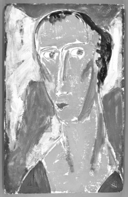 Alfred Henry Maurer (American, 1868-1932). <em>Head of a Woman</em>, ca. 1920. Gouache on board, 18 3/16 x 11 7/16 in. (46.2 x 29 cm). Brooklyn Museum, Gift in memory of Harriet Mandelbaum, 1992.173.2 (Photo: Brooklyn Museum, 1992.173.2_bw.jpg)