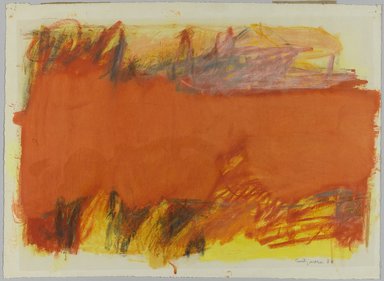 Emily Mason (American, 1932–2020). <em>Orange Abstraction</em>, 1960. Watercolor and mixed media on paper, 19 1/8 x 26 3/8 in. (48.6 x 67 cm). Brooklyn Museum, Bequest of Ivor Green and Augusta Green, 1992.271.19. © artist or artist's estate (Photo: Brooklyn Museum, 1992.271.19_PS1.jpg)