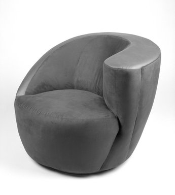 Vladimir Kagan (American, born Germany, 1927-2016). <em>Arm Swivel Lounge Chair, Model 3741C</em>, ca. 1991. Ultrasuede, leather, wood, 29 x 36 1/4 x 32 1/2 in. (73.7 x 92.1 x 82.6 cm). Brooklyn Museum, Gift of Directional, Inc.
, 1992.37. Creative Commons-BY (Photo: Brooklyn Museum, 1992.37_bw.jpg)