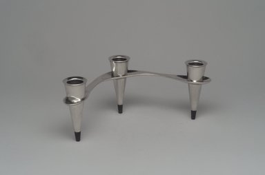 Marion Anderson Noyes (American, 1907-2002). <em>Candle Holder</em>, mid-20th century. Silver, wood, 3 3/4 x 9 3/8 x 4 in. (9.5 x 23.8 x 10.2 cm). Brooklyn Museum, Gift of Marion Anderson Noyes, 1992.40.38. Creative Commons-BY (Photo: Brooklyn Museum, 1992.40.38.jpg)