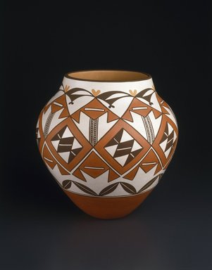 Gladys Paquin (Ka'waika (Laguna Pueblo), born 1936). <em>Jar</em>, 1993. Clay, slip, 11 1/2 x 6 1/2 in. (29.2 x 16.5 cm). Brooklyn Museum, Carll H. de Silver Fund, 1993.101.1. Creative Commons-BY (Photo: Brooklyn Museum, 1993.101.1_SL1.jpg)