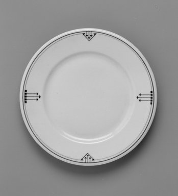 Shenango China (China, 1910-present). <em>Plate</em>, ca. 1910. Porcelain, 3/4 x 7 1/4 x 7 1/4 in. (1.9 x 18.4 x 18.4 cm). Brooklyn Museum, Gift of Joseph V. Garry, 1993.111. Creative Commons-BY (Photo: Brooklyn Museum, 1993.111_view1_bw.jpg)