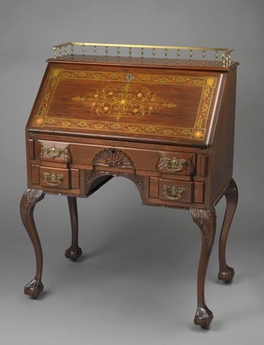 R. J. Horner. <em>Desk</em>, 1890–1895. Various woods, various metals, mother-of-pearl inlay, brass hardware, 42 3/4 x 32 x 19 3/4 in. (108.6 x 81.25 x 50.15 cm). Brooklyn Museum, Alfred T. and Caroline S. Zoebisch Fund, 1993.156. Creative Commons-BY (Photo: Brooklyn Museum, 1993.156_PS2.jpg)