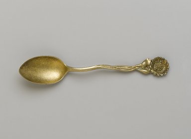 Reed & Barton (American, 1840–present). <em>Coffee Spoon</em>, ca. 1890. Gilt silver, 4 x 3/4 x 1/2 in.  (10.2 x 1.9 x 1.3 cm). Brooklyn Museum, Gift of Dr. and Mrs. George Liberman, 1993.207.7. Creative Commons-BY (Photo: Brooklyn Museum, 1993.207.7_PS2.jpg)