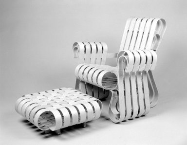 Frank Gehry (American, born 1929). <em>Ottomon, Power Play</em>, ca. 1991. Laminated maple, 8 1/8 x 23 3/8 x 23 3/8 in.  (20.6 x 59.4 x 59.4 cm). Brooklyn Museum, Gift of Andrew Cogan, 1993.71.2. Creative Commons-BY (Photo: , 1993.71.1_1993.71.2_bw.jpg)