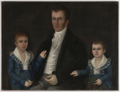 Joshua Johnson (active circa 1795–1825). <em>John Jacob Anderson and Sons, John and Edward</em>, ca. 1812–1815. Oil on canvas, 30 1/8 x 39 11/16 in. (76.5 x 100.8 cm). Brooklyn Museum, Dick S. Ramsay Fund and Mary Smith Dorward Fund, 1993.82 (Photo: Brooklyn Museum, 1993.82_PS22.jpg)