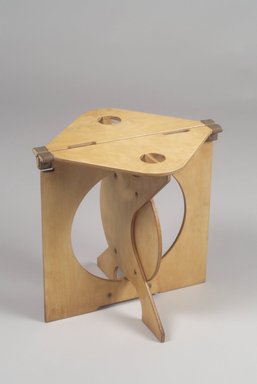 Barry Simpson. <em>Rooster, Folding Stool</em>, Designed: 1975-1976; Manufactured: 1976-1984. Plywood, canvas, 16 1/2 x 16 3/4 x 14 3/8 in. (41.9 x 42.5 x 36.5 cm). Brooklyn Museum, Maria L. Emmons Fund and Alfred T. and Caroline S. Zoebisch Fund, 1994.156.2. Creative Commons-BY (Photo: Brooklyn Museum, 1994.156.2.jpg)