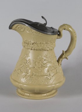 William Ridgway & Co. (1834-1854). <em>Jug, Tam O'Shanter</em>, ca. 1835. Stoneware and white metal, 11 x 9 1/2 x 8 in.  (27.9 x 24.1 x 20.3 cm). Brooklyn Museum, Gift of Gretchen Adkins, 1994.158.1. Creative Commons-BY (Photo: Brooklyn Museum, 1994.158.1_PS5.jpg)