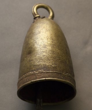 Veri. <em>Bell</em>, early 20th century. Copper alloy, iron?, height: 6 1/2 in. (16.6 cm). Brooklyn Museum, Gift of Drs. John I. and Nicole Dintenfass, 1994.182.7. Creative Commons-BY (Photo: Brooklyn Museum, 1994.182.7_front_PS10.jpg)