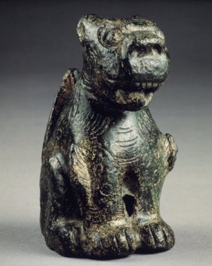  <em>Decoration in the Shape of an Animal</em>, 10th-12th century. Bronze, traces of gilding, height: 3 3/16 in. Brooklyn Museum, Gift of John T. Schloss, 1994.200. Creative Commons-BY (Photo: Brooklyn Museum, 1994.200.jpg)