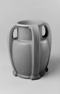 Jeremiah K. Cady (American, 1855–1924). <em>Vase, Model #A418</em>, 1903–1910. Glazed earthenware, 11 x 9 1/2 x 9 1/2 in. (27.9 x 24.1 x 24.1 cm). Brooklyn Museum, Gift of Daniel Morris and Denis Gallion, 1994.205.6. Creative Commons-BY (Photo: Brooklyn Museum, 1994.205.6_view1_bw.jpg)