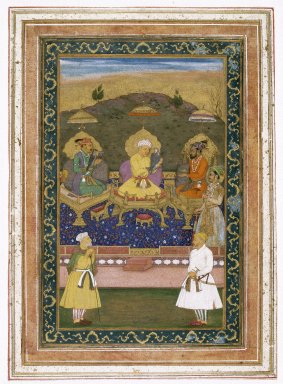 Chitaraman (Indian). <em>The Emperors Akbar, Jahangir, and Shah Jahan with Their Ministers and Prince Dara Shikoh</em>, ca. 1630–1640. Opaque watercolor and gold on paper, 22 x 32 in. (55.9 x 81.3 cm). Brooklyn Museum, Gift of the Asian Art Council in memory of Stanley J. Love, 1994.42 (Photo: Brooklyn Museum, 1994.42_IMLS_SL2.jpg)