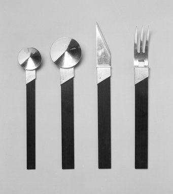 Boris Bally (American, born 1961). <em>Spoon, Tablewear Series</em>, Designed and made 1987. Silver, ebony, Overall: 1 x 1 7/8 x 7 7/8 in. (2.5 x 4.8 x 20 cm). Brooklyn Museum, Gift of Boris Bally in honor of Alex & Doris Bally and Bob Ebendorf, 1995.16.17. © artist or artist's estate (Photo: , 1995.16.15-.18_bw.jpg)