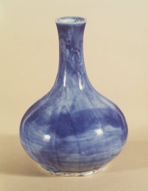  <em>Bottle</em>, 19th century. White porcelain brushed with cobalt under a clear glaze, Height: 6 1/16 in. (15.4 cm). Brooklyn Museum, Gift of Dr. and Mrs. John P. Lyden, 1995.184.2. Creative Commons-BY (Photo: Brooklyn Museum, 1995.184.2_transp4555.jpg)