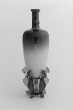 Hobbs, Brockunier & Company (1863–1887). <em>Morgan Vase and Stand</em>, ca. 1886. Glass, 9 7/8 x 3 1/2 x 3 1/2 in. (25.1 x 8.9 x 8.9 cm). Brooklyn Museum, H. Randolph Lever Fund, 1995.93a-b. Creative Commons-BY (Photo: Brooklyn Museum, 1995.93a-b_bw.jpg)