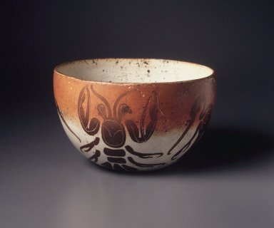 Totonac. <em>Orange and Cream Bowl</em>, ca. 900-1200. Ceramic, 4 x 6 1/8 x 6 1/8 in. (10.2 x 15.6 x 15.6 cm). Brooklyn Museum, Bequest of Mrs. Carl L. Selden, 1996.116.18. Creative Commons-BY (Photo: Brooklyn Museum, 1996.116.18_transpc002.jpg)